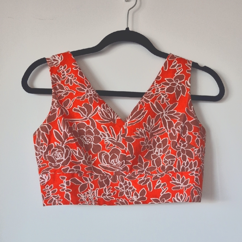 Kate Spade Saturday Orange Floral Crop Top Size Small